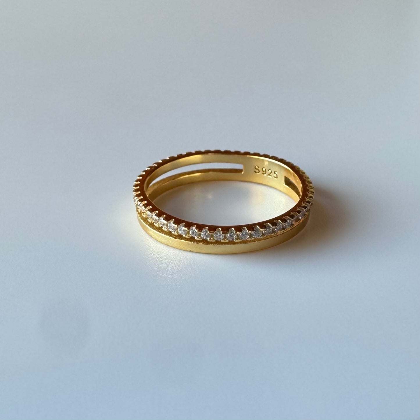 Gold Double Eternity & Solid Band Ring