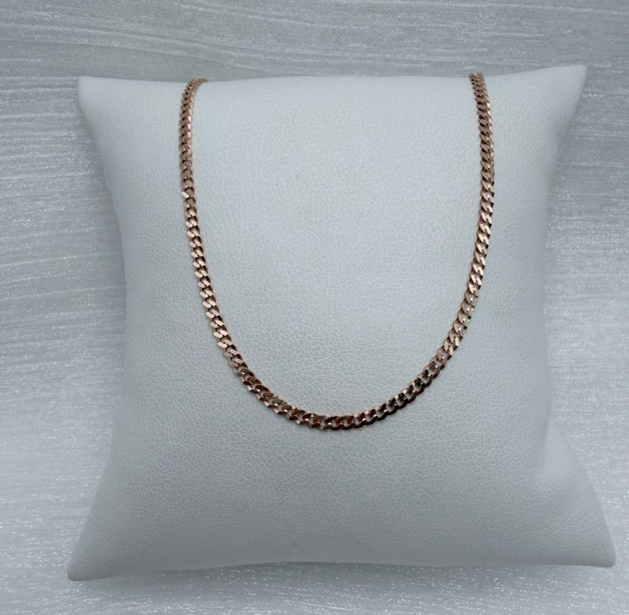 Flat Cuban Link Chain Rose Gold/Sterling Silver
