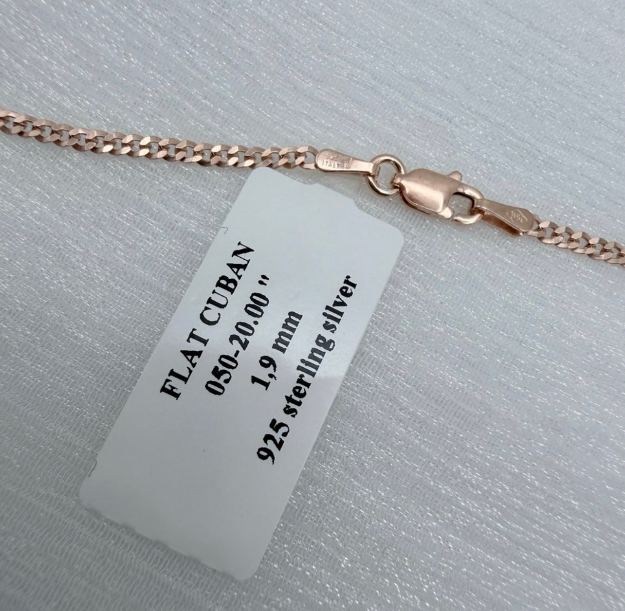 Flat Cuban Link Chain Rose Gold/Sterling Silver