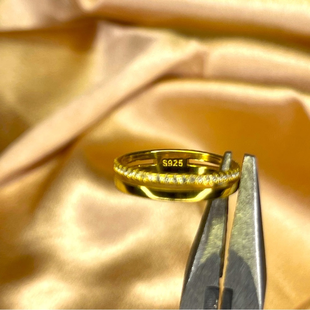 18k Gold s925 Double Eternity & Solid Band