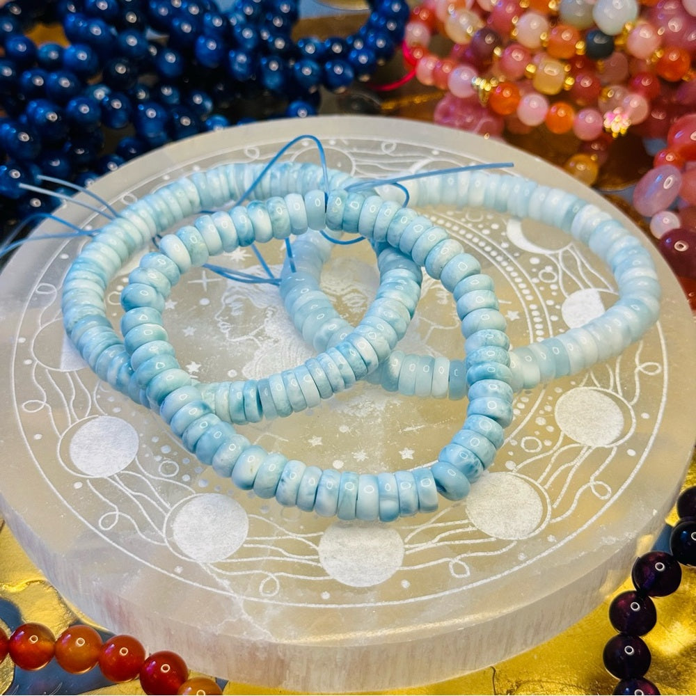 Larimar Rondelle Beaded Bracelet 8mm