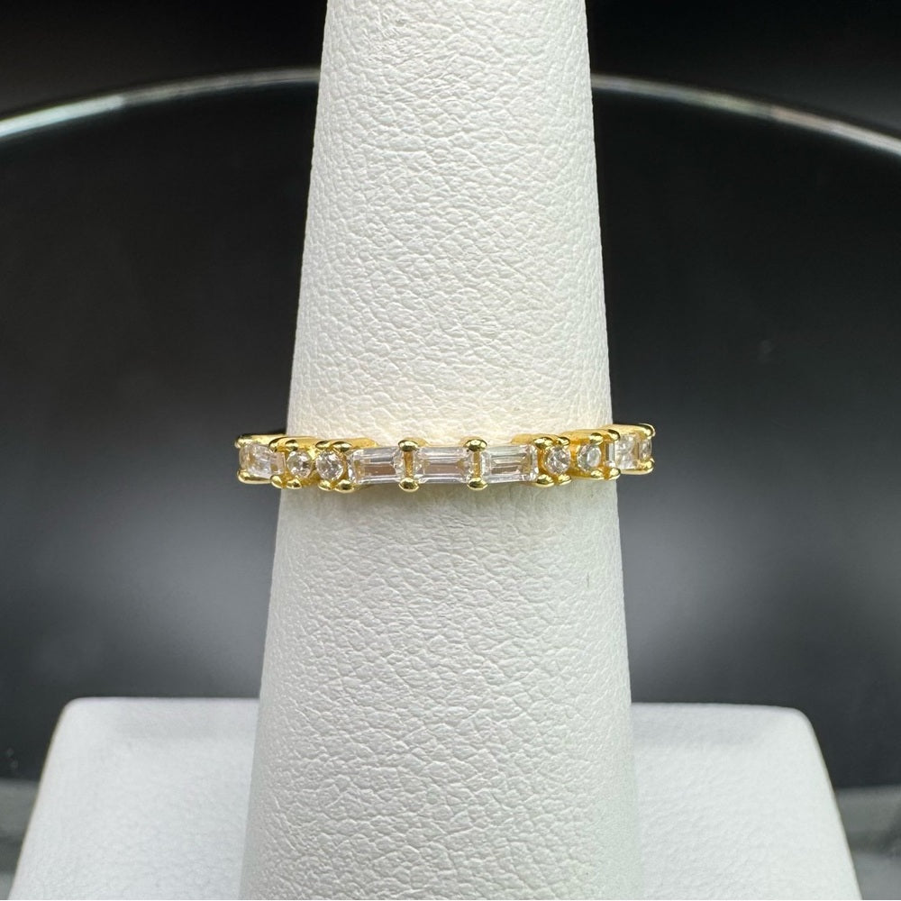 Gold/s925 Emerald Cut Simulated Diamond Ring