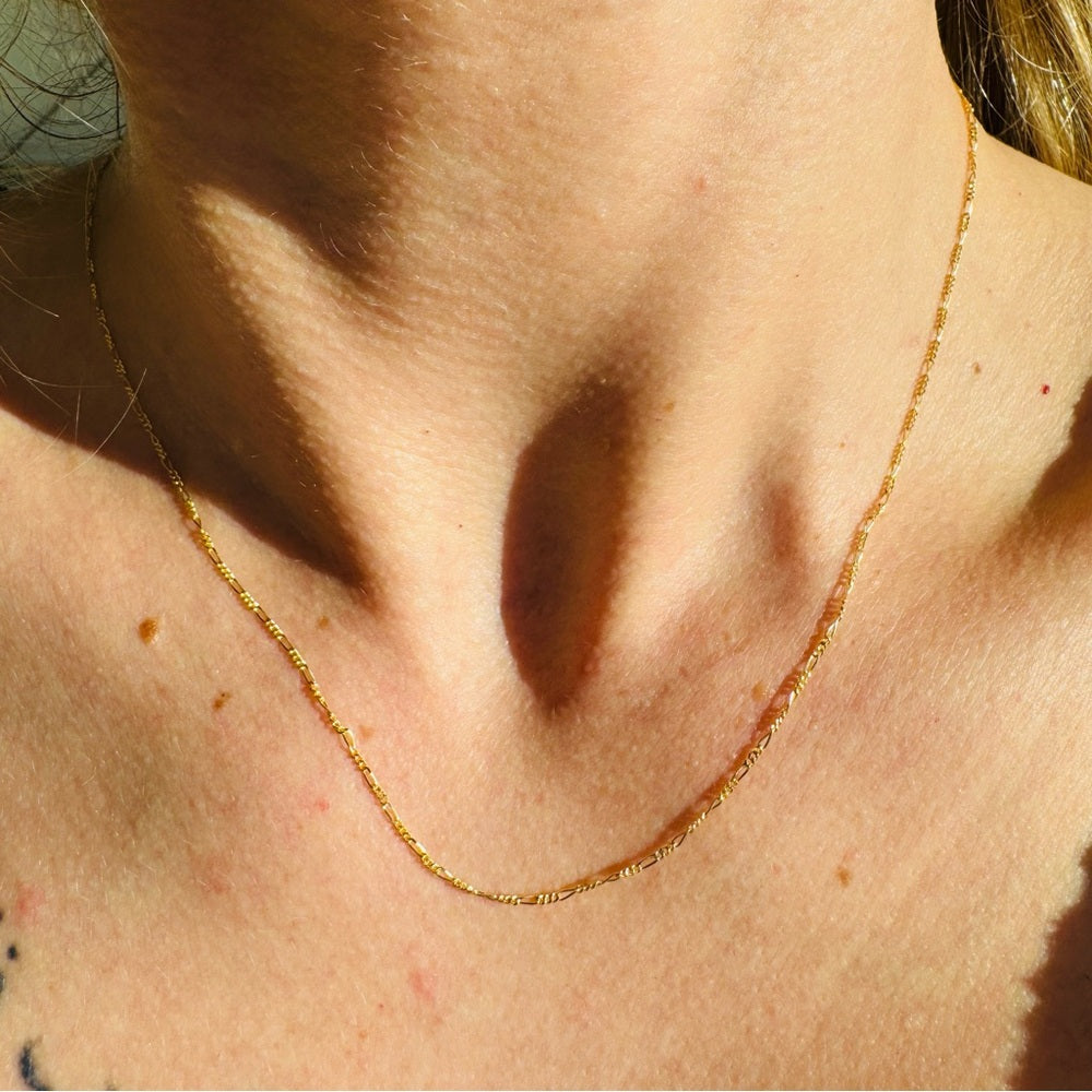 Solid Gold 10K Mini Figaro Chain