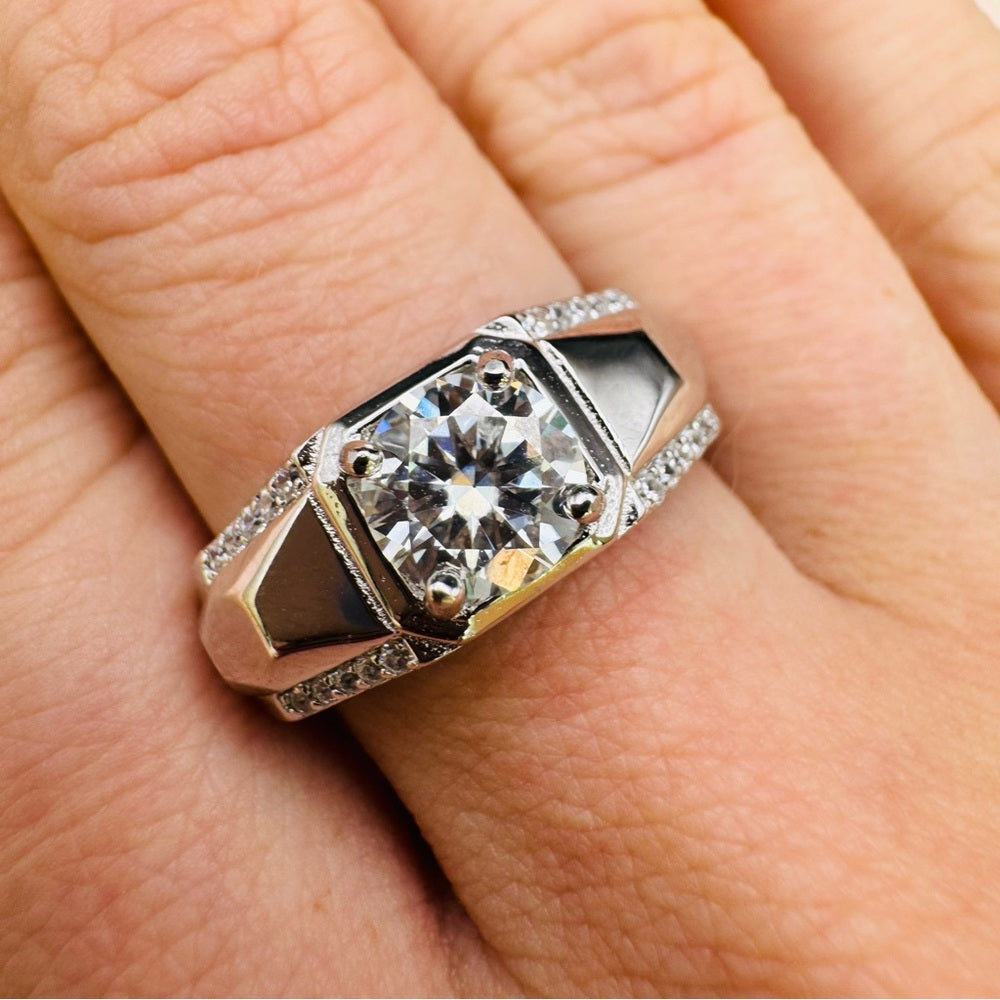 1CT Moissanite Diamond Signet Style Ring