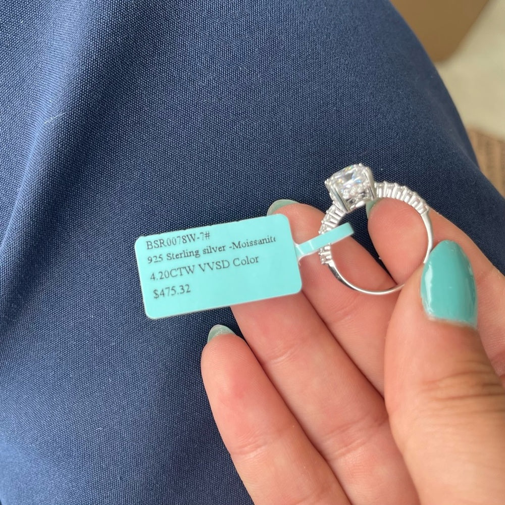 4.20 CT Moissanite Diamond Cushion Cut & Pavé