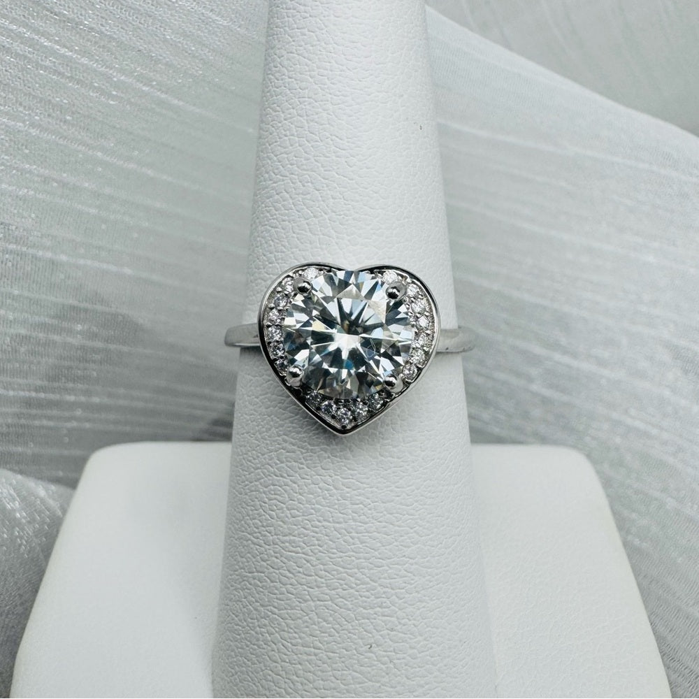 2 CT Moissanite Diamond Heart & Pavé Halo