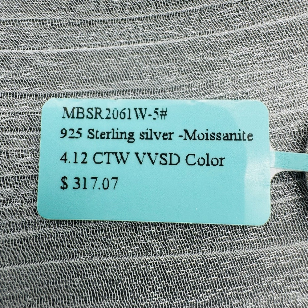 4.12 CT Moissanite Diamond Solitare & Triple Pavé Band