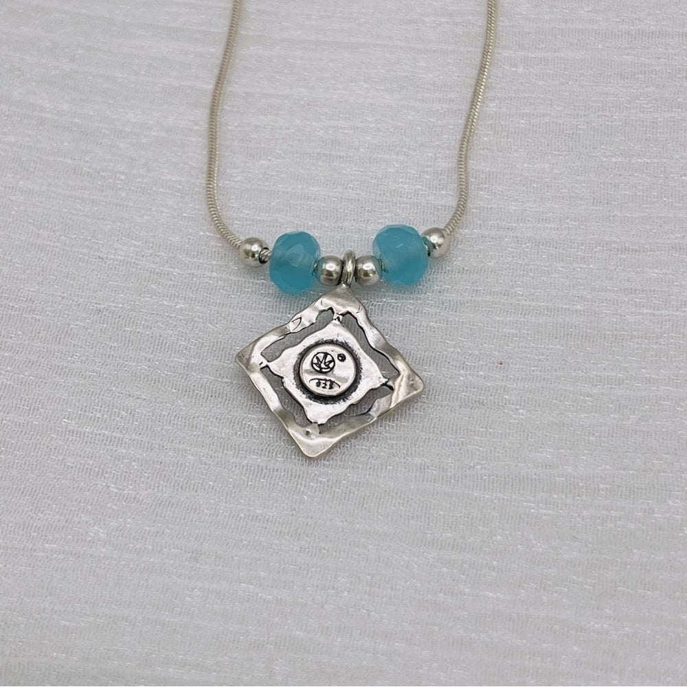 S925 Ethiopian Opal & Faceted Aquamarine Necklace