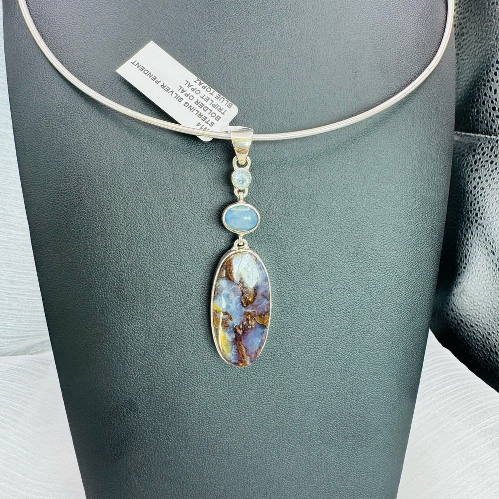 S925 Bolder Opal, Triplet Opal & Blue Topaz