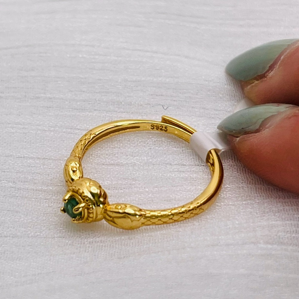 Double Snake Emerald Ring