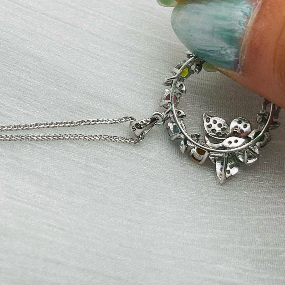 Rainbow Tourmaline Butterfly Pendant