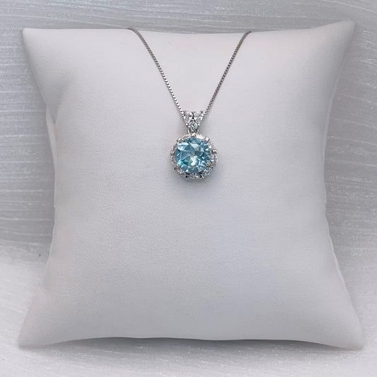 Swiss Blue Topaz Solitaire Pendant