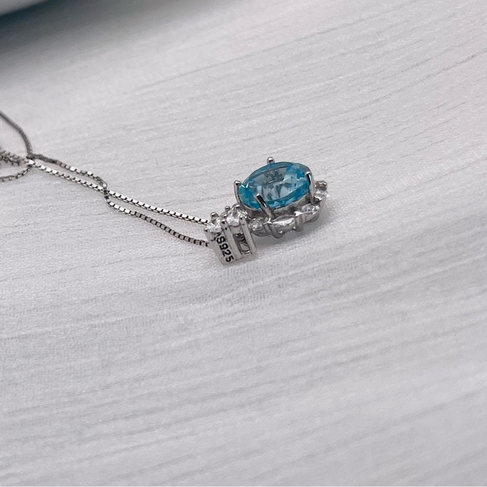 Swiss Blue Topaz Solitaire Pendant