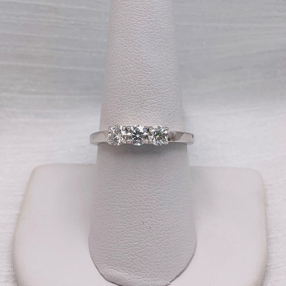 0.66 CT Moissanite Diamond Tri Stone Ring