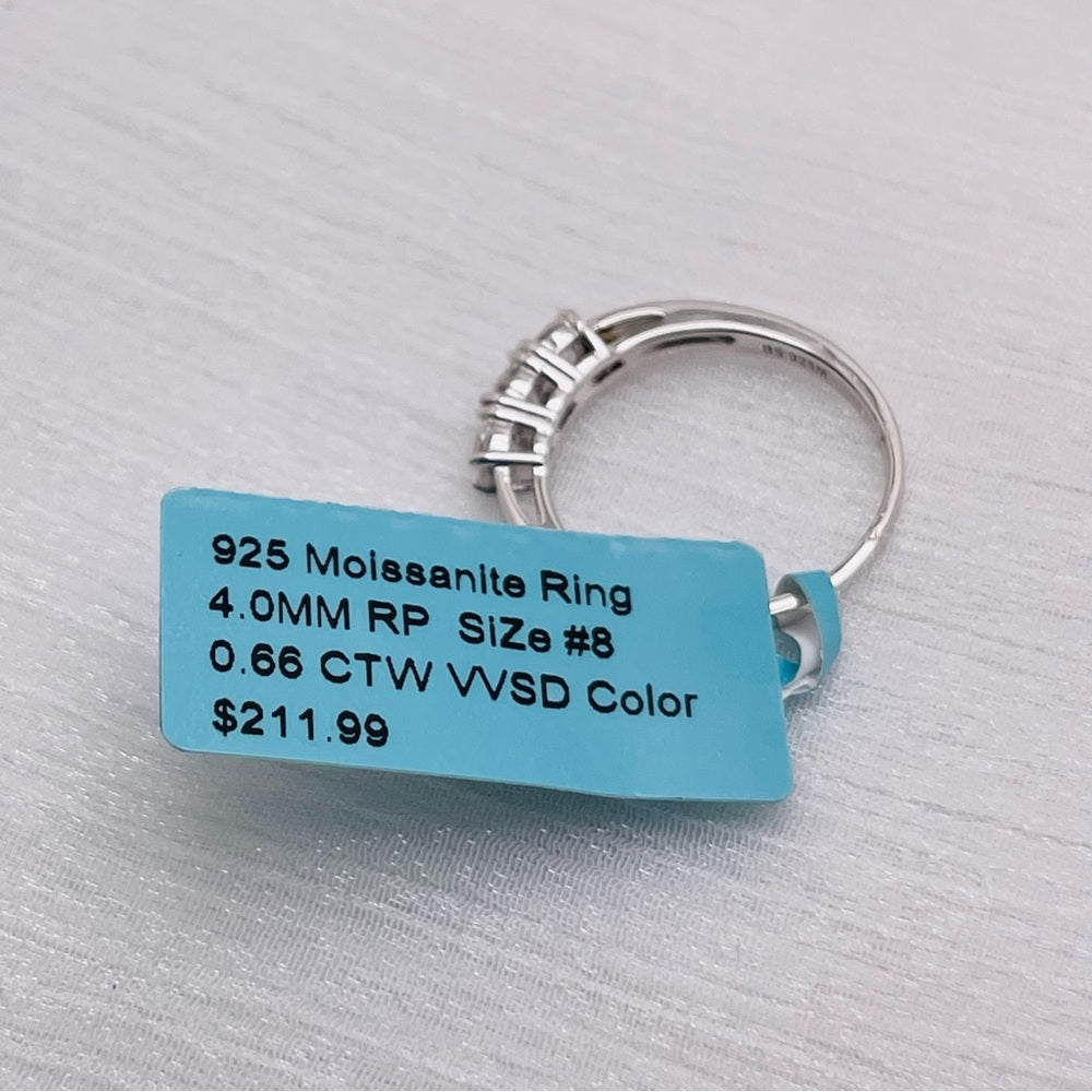 0.66 CT Moissanite Diamond Tri Stone Ring