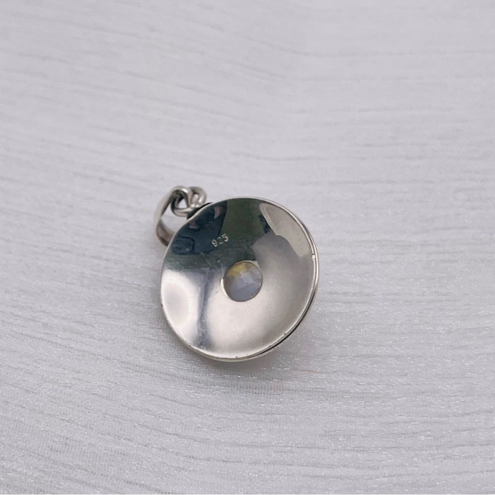 Rainbow Moonstone Circle S925 Pendant