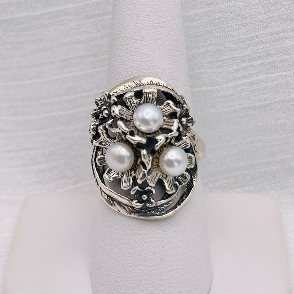 Handmade Floral Freshwater Pearl s925 Ring