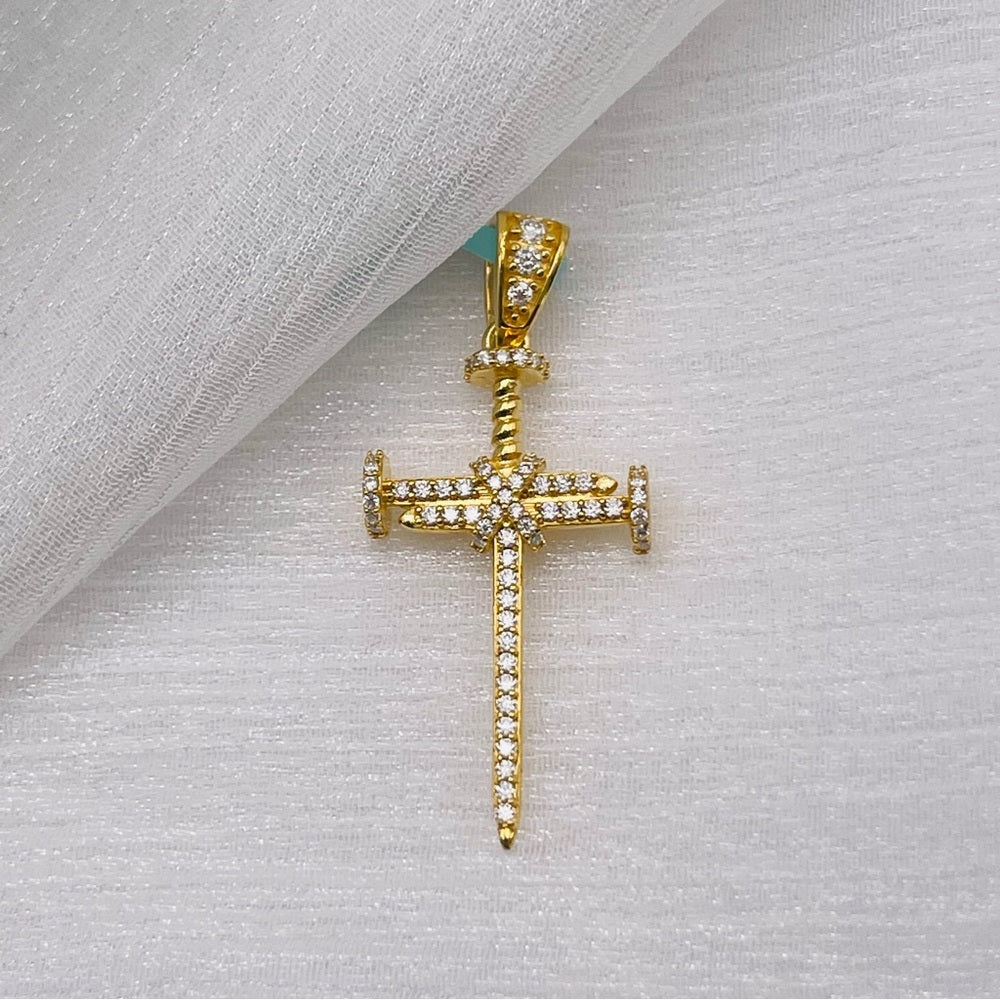 0.87 CT Moissanite Diamond Gold Cross
