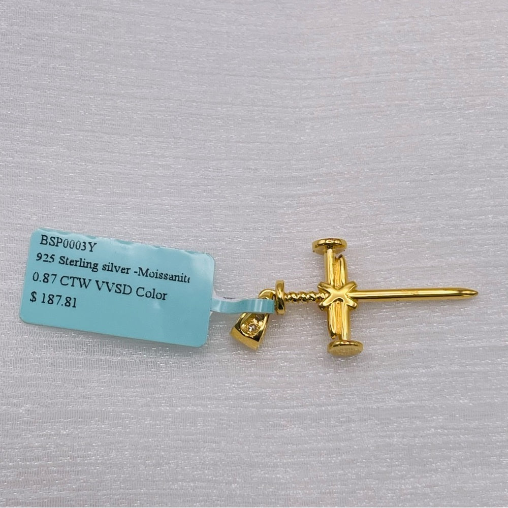 0.87 CT Moissanite Diamond Gold Cross