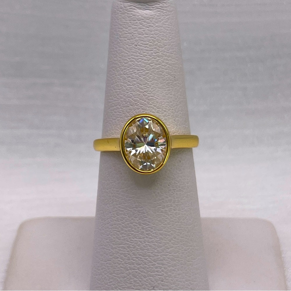 2 CT Moissanite Diamond Oval Bezel Set Ring