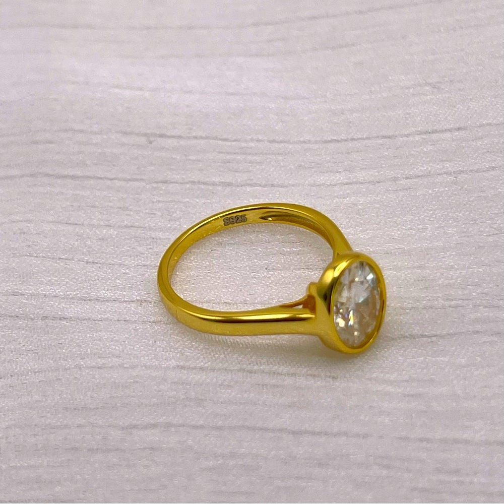 2 CT Moissanite Diamond Oval Bezel Set Ring
