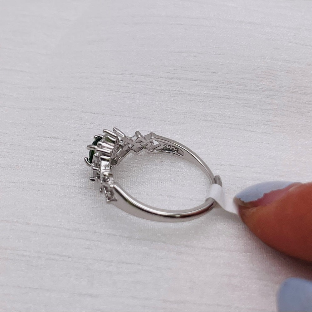 Chrome Diopside Flower S925 Ring