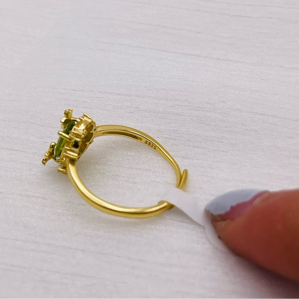 Peridot Oval Flower S925 Ring