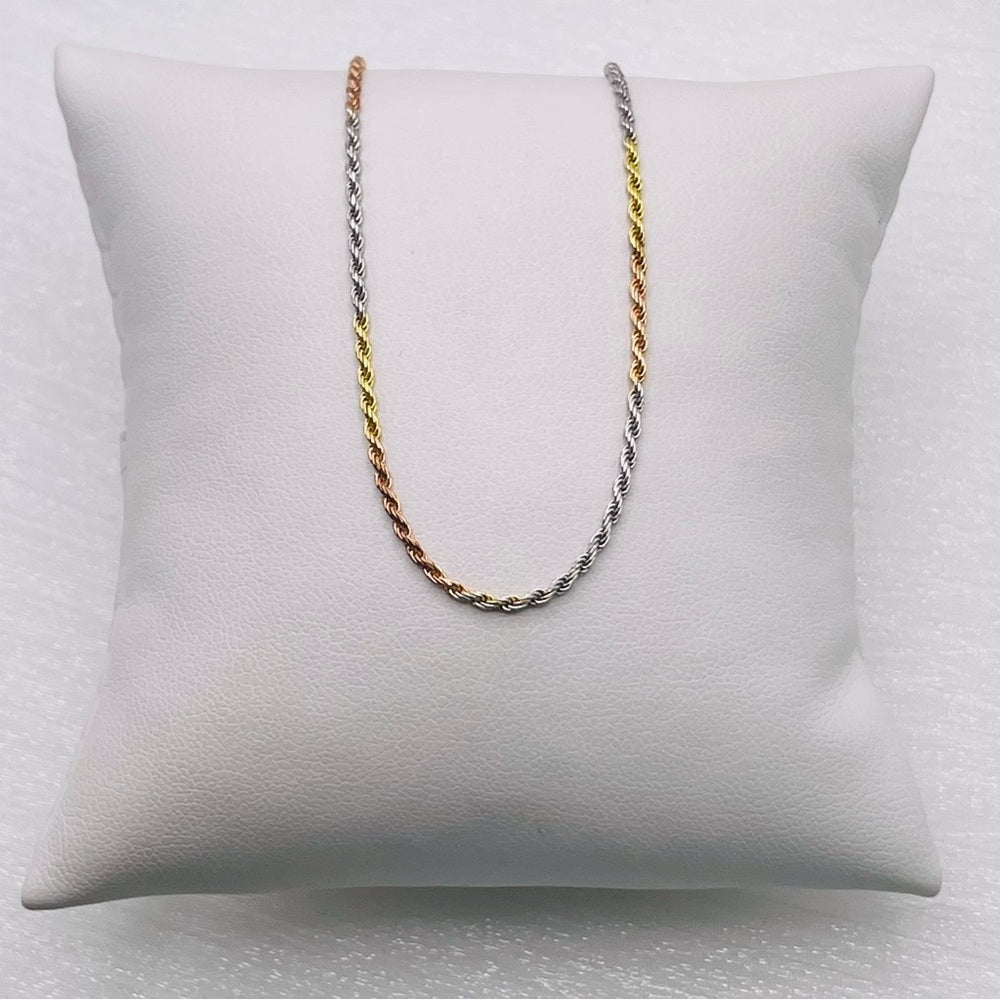 S925 Tri-Metal Diamond Cut Rope Chain