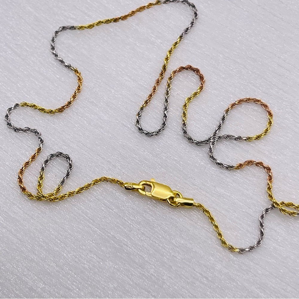 S925 Tri-Metal Diamond Cut Rope Chain