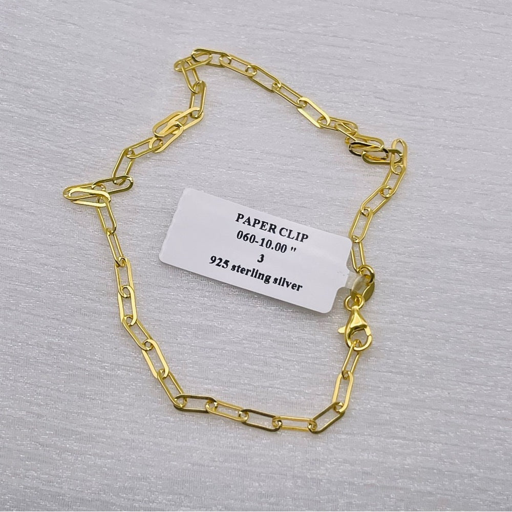 S925 Paper Clip Chain Bracelet