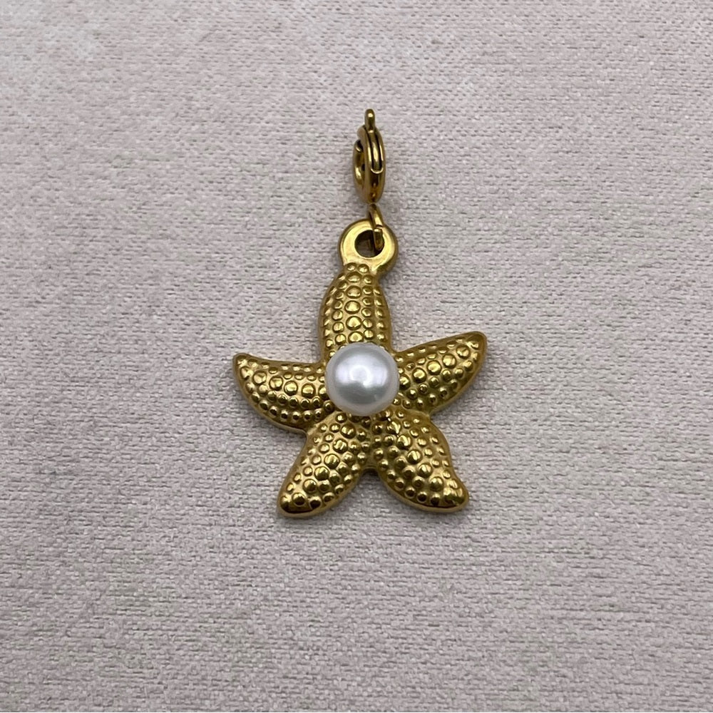 Gold Starfish and Freshwater Pearl Charms