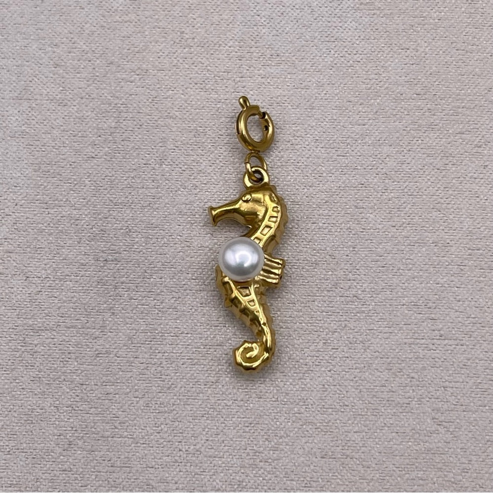Gold Seahorse and Freshwater Pearl Charms