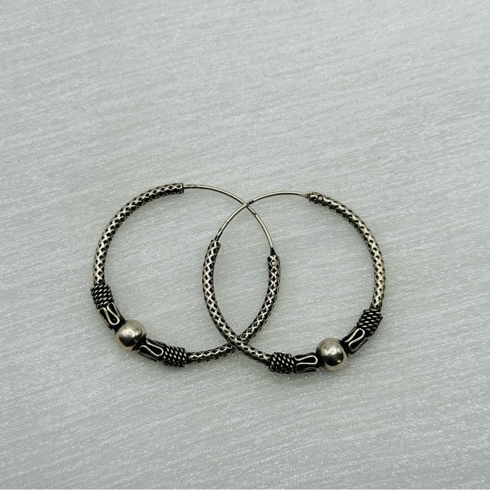 S925 Textured Ball Hoop Earrings