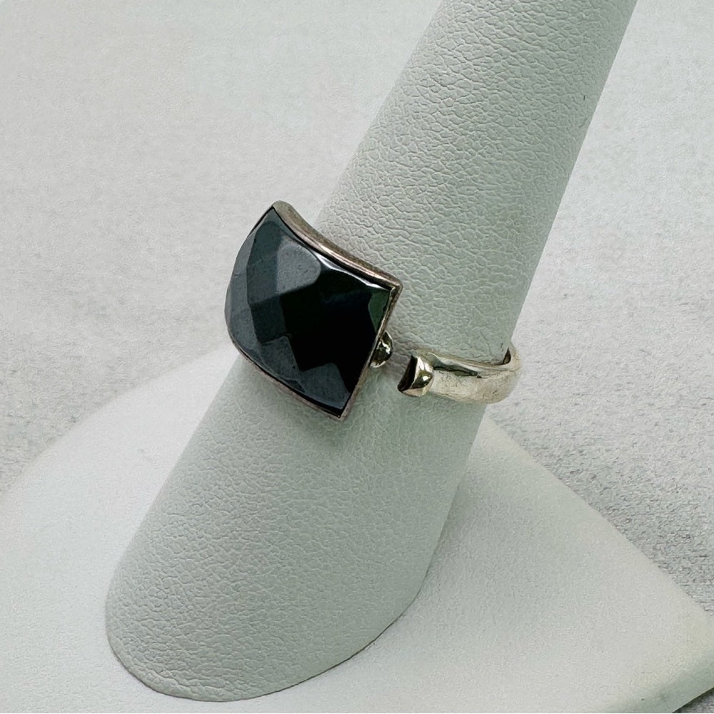 Hematite Faceted Rectangle Adjustable Handmade Ring
