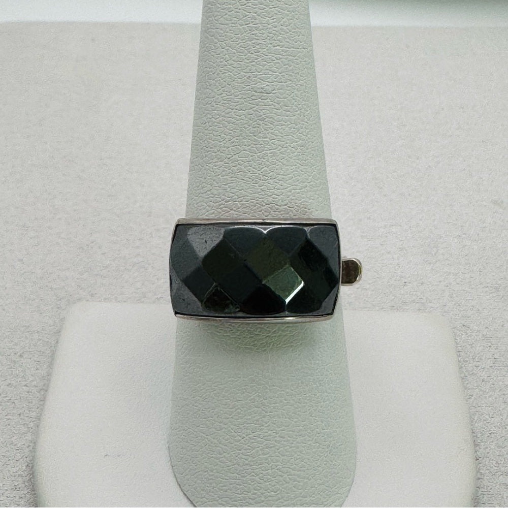 Hematite Faceted Rectangle Adjustable Handmade Ring