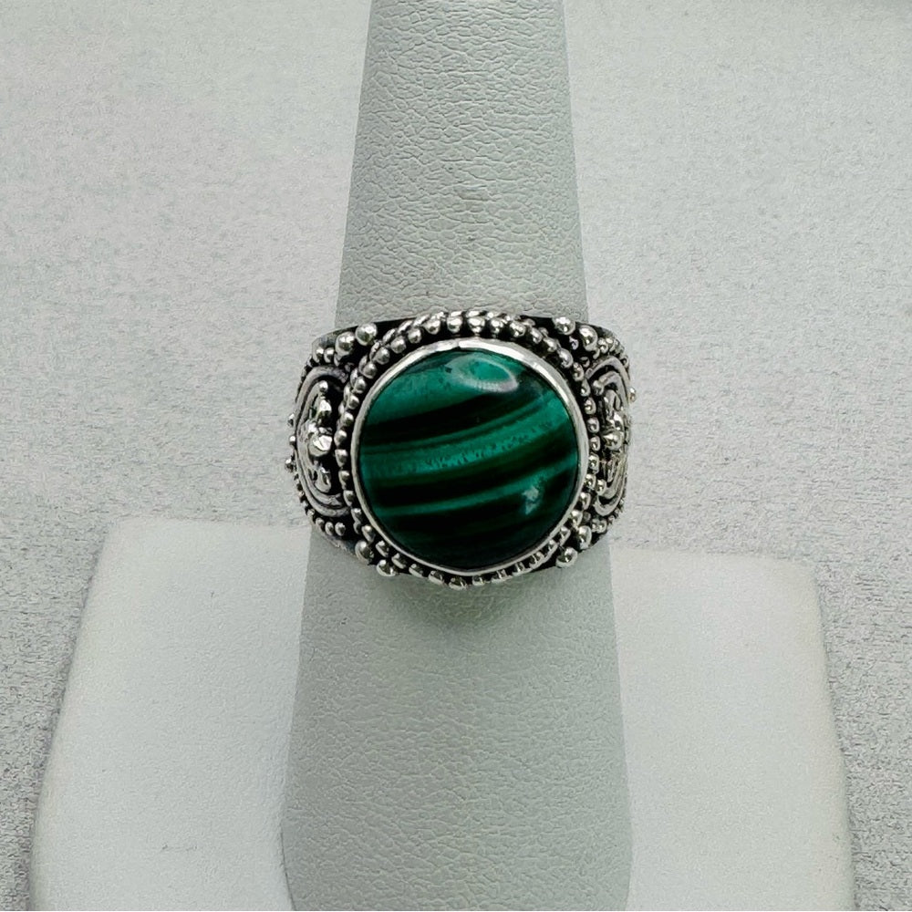 Malachite Adjustable Ring s925