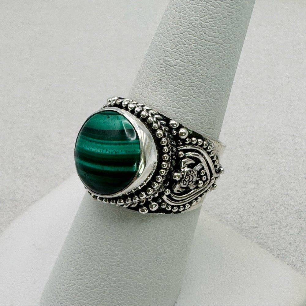 Malachite Adjustable Ring s925
