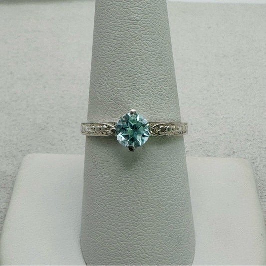 Swiss Blue Topaz Solitaire Ring