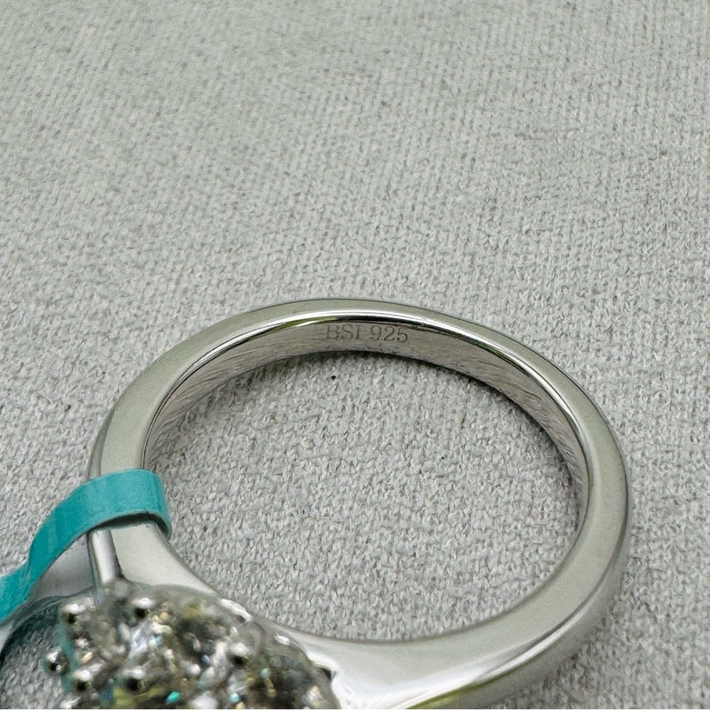 3.87 CT Moissanite Diamond Sterling Silver Ring
