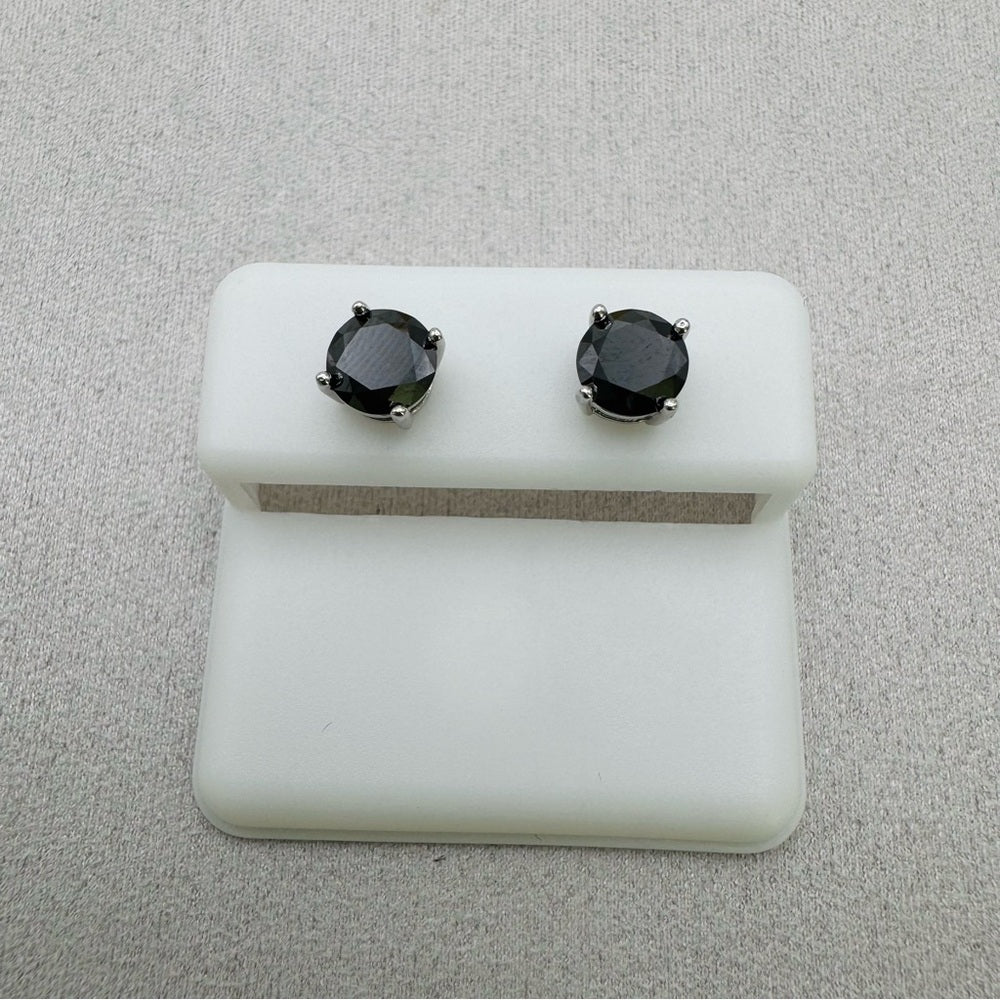 1 CT * 2 Black Moissanite Diamond Solitaire Sterling Silver Stud Earrings