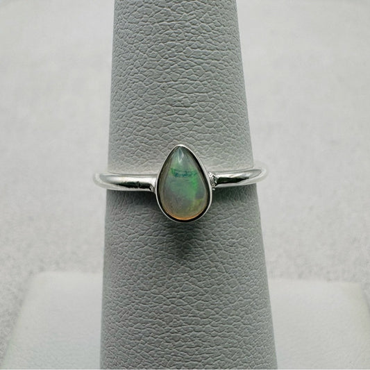 Teardrop Ethiopian Opal Sterling Silver Ring