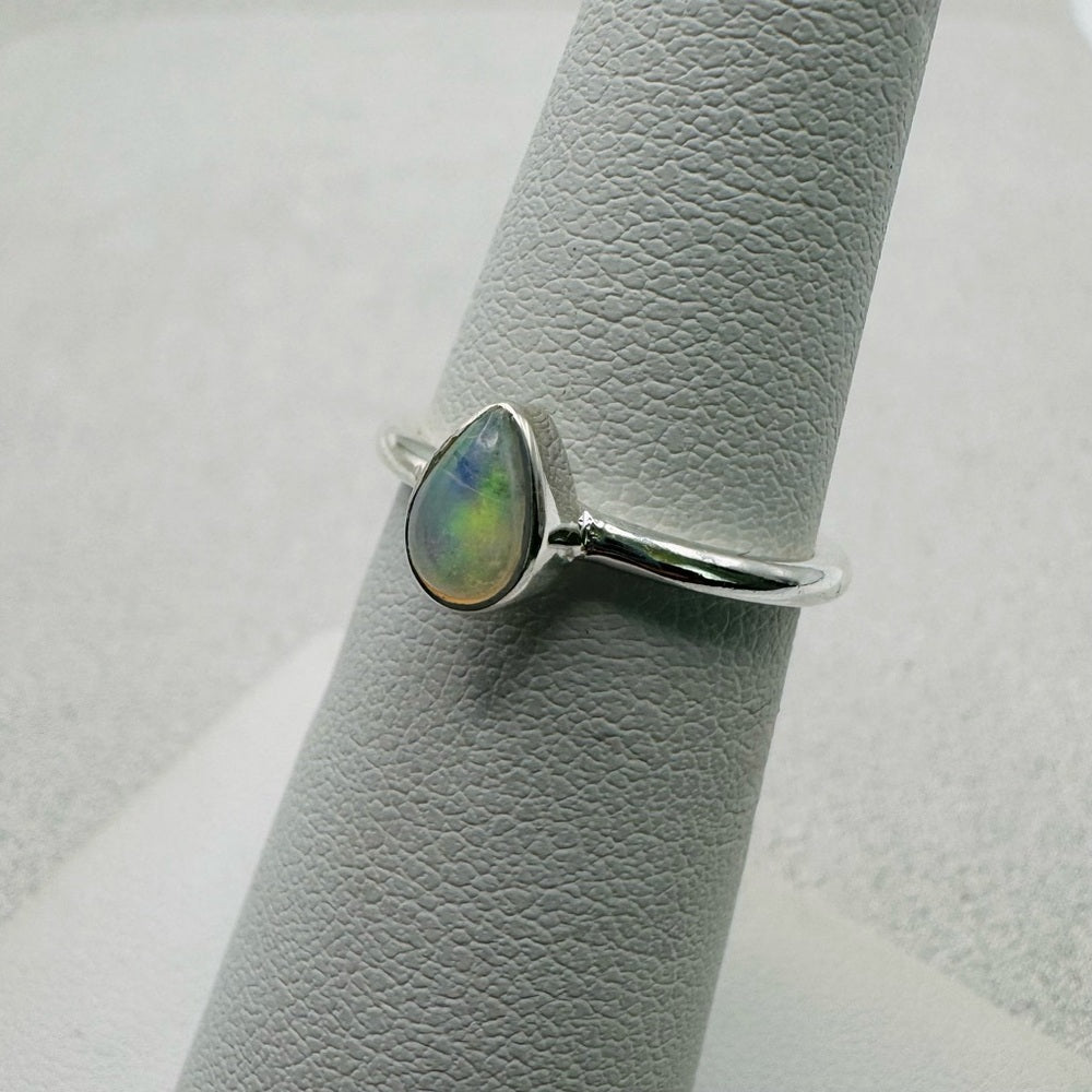 Teardrop Ethiopian Opal Sterling Silver Ring