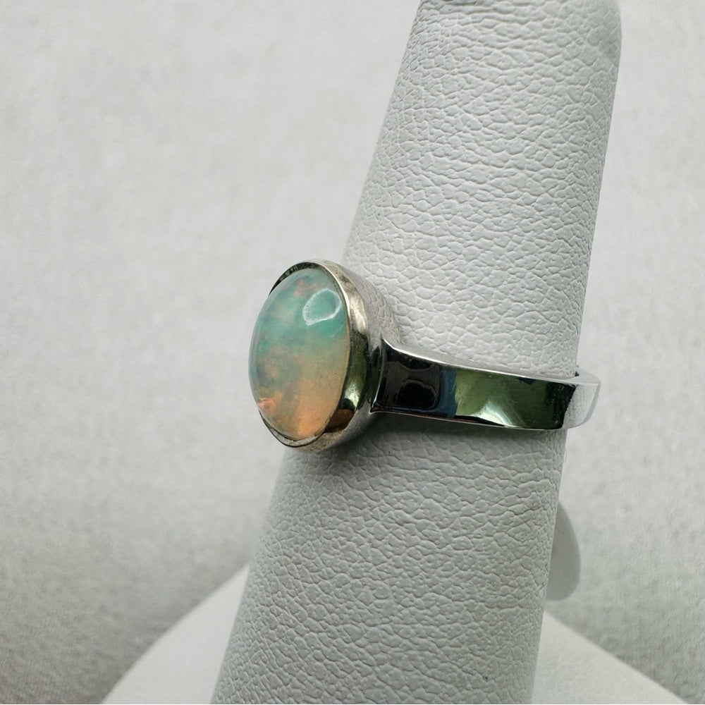 Oval Ethiopian Opal Sterling Silver Ring