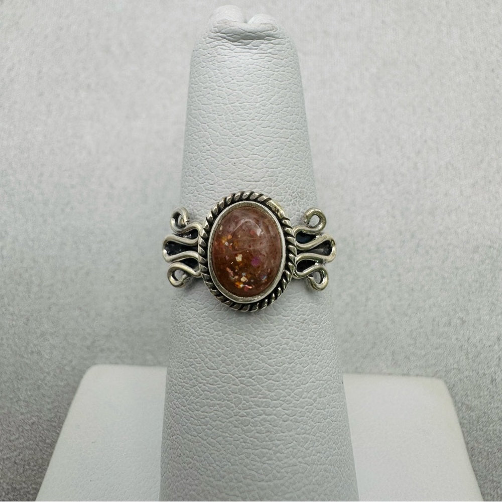 Oval Sunstone Sterling Silver Ring