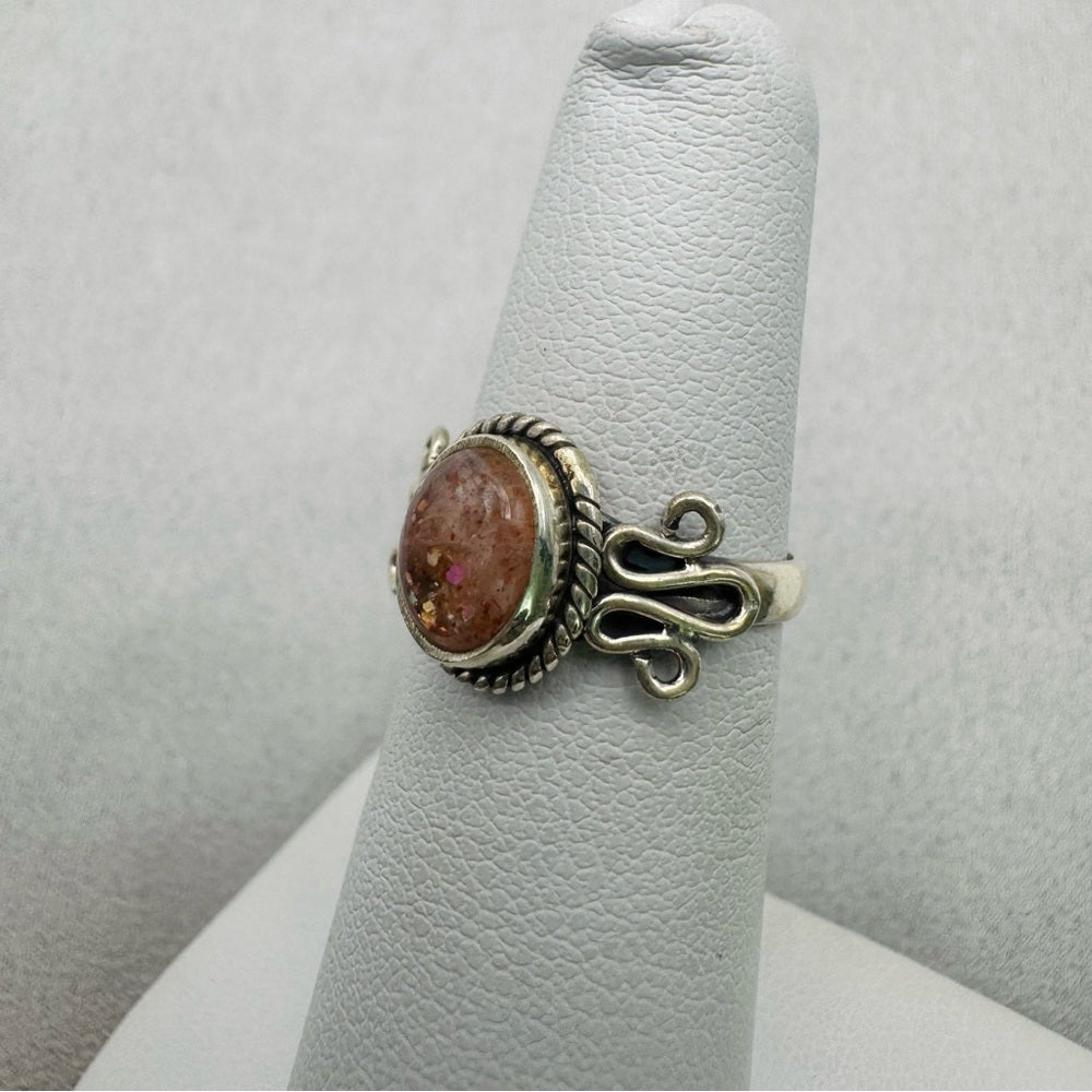 Oval Sunstone Sterling Silver Ring