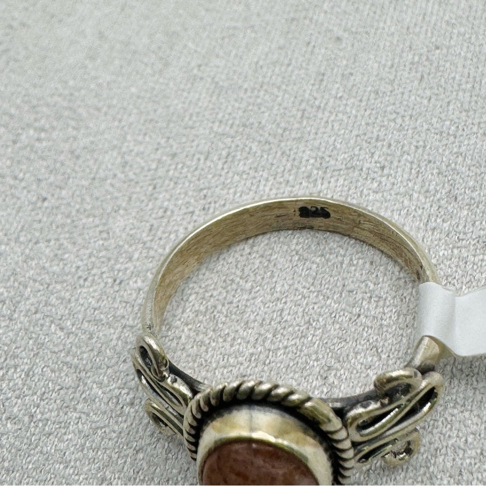 Oval Sunstone Sterling Silver Ring