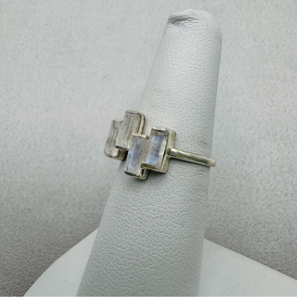 Rainbow Moonstone S925 Rectangle Ring