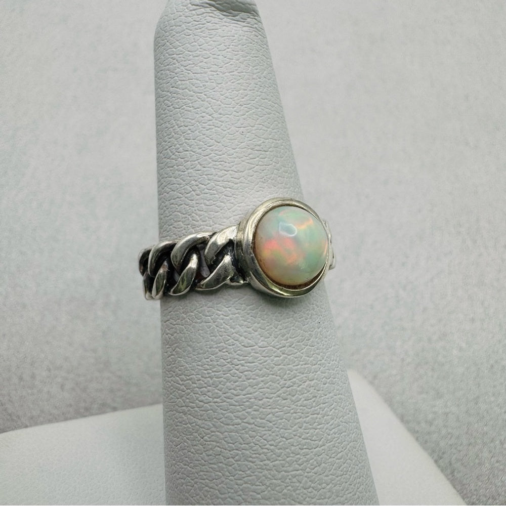 Ethiopian Opal S925 Chain Band Ring