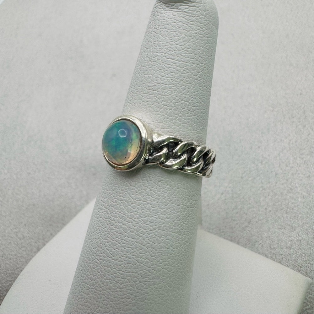 Ethiopian Opal S925 Chain Band Ring