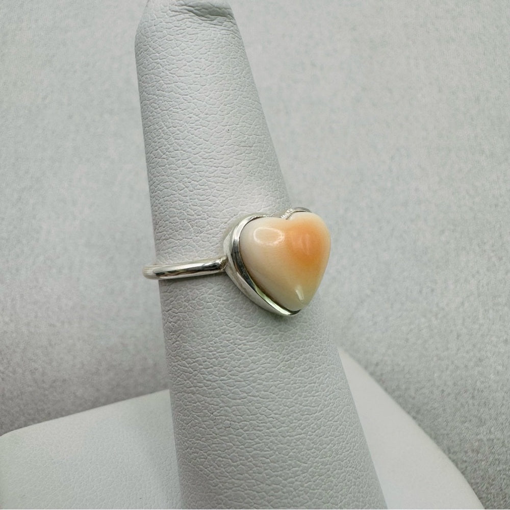S925 Pink Spiny Oyster Heart Ring
